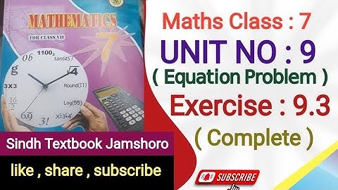 Maths Class 7 | Unit 9 | Exercise 9.3 complete | Sindh Textbook Jamshoro