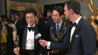 Hwang Dong-hyuk and Lee Jung-jae 74th Emmy Awards Winnerview