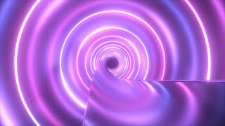 Inside Futuristic Neon Ultraviolet Ring Tunnel Twisty Reflection Road 4K Motion Background for Edits