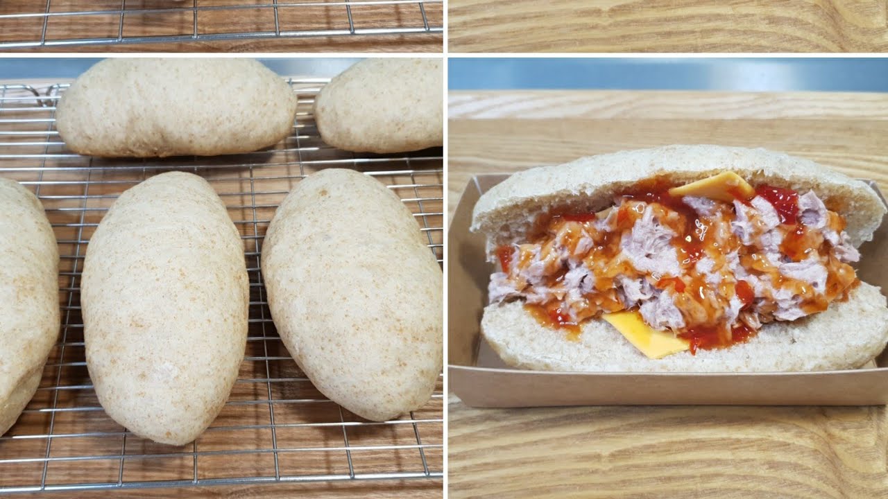 729. 퀸 냄비로 만든 호밀 핫도그 번. rye hot dog bun. & 참치마요 핫도그. tuna mayo hot dog