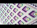 كروشيه مفرش سرير/بطانية بيبى مربع الياسمين  Crochet Square to Make baby blanket/crochet bedspread