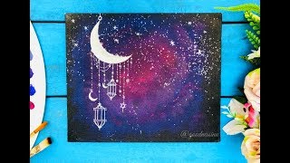 galaxy painting moon simple easy beginners eid techniques using acrylic special paintings canvas colouring space goodness