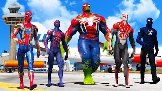 Airport Battle - Team Spider Man & Iron Spider Man & Spider Hulk & Spiderman 2099 VS Venom Army