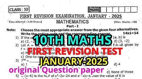 10th Maths First Revision Test January-2025 English medium original QuestionBank 10th Maths Question