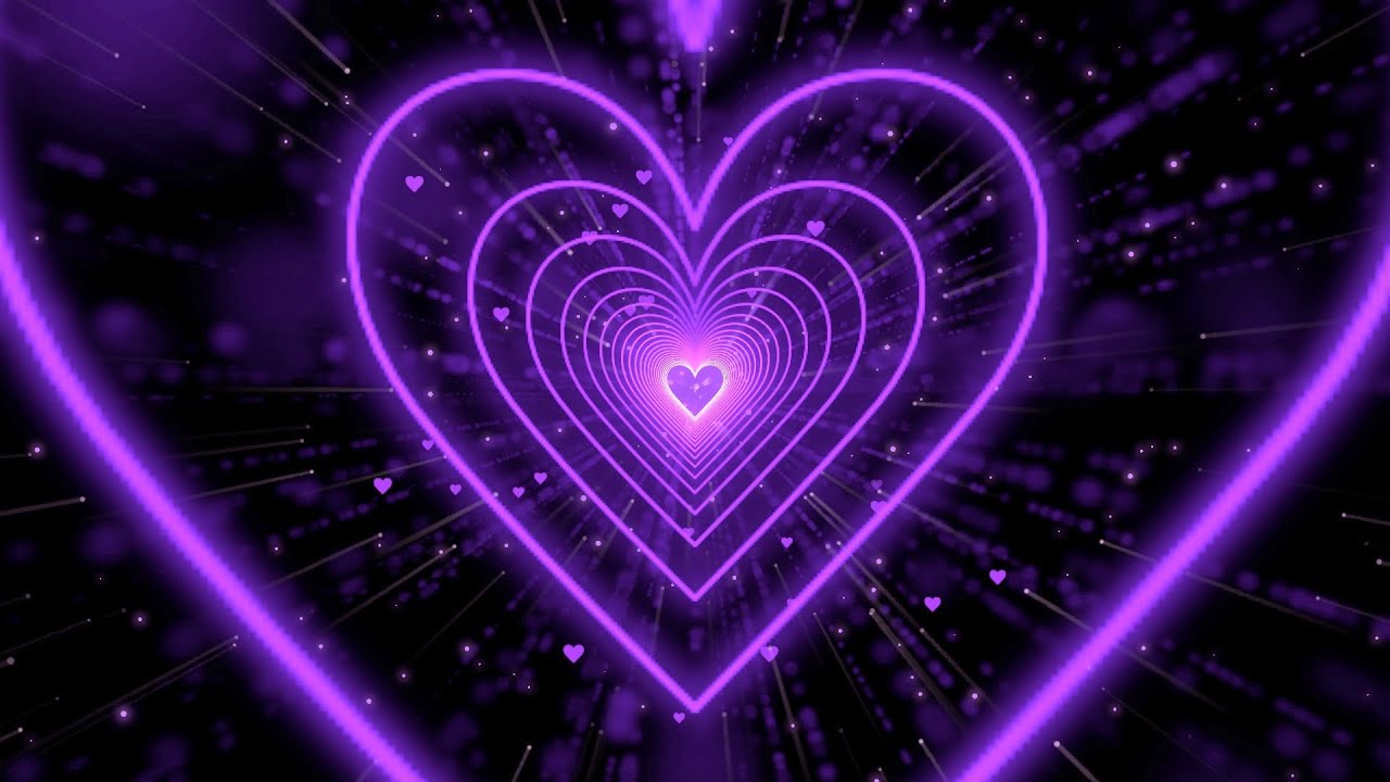 Heart TunnelPurple Heart Background  Neon Heart Background Video  Wallpaper Heart 10 Hours