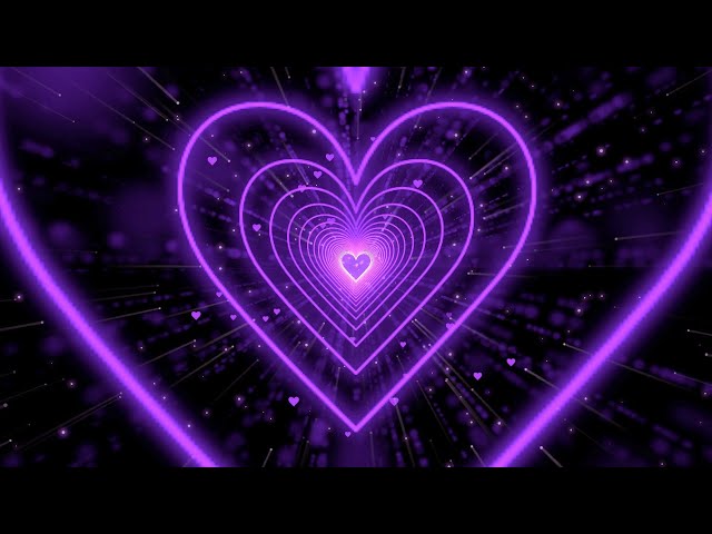 Heart Tunnel💜Purple Heart Background | Neon Heart Background Video | Wallpaper Heart [10 Hours] class=
