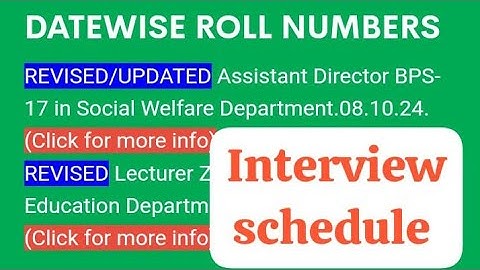 Revised/Updated Datewise Roll No.for Assistant Director BPS-17 Social Welfare Dept#spsc #interview
