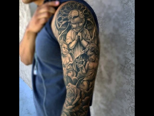 baby angel tattoo sleeve