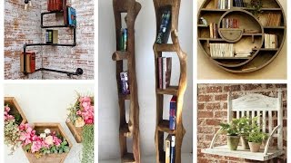 Extraodinary shelves design ideas: - triangle and hexagon shaped shelves - recycled shelves made from old chairs - floating 
