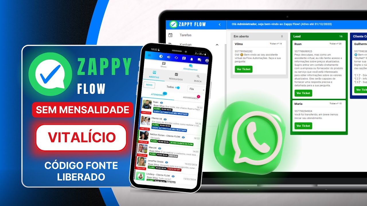 Zappy Flow Liberado! Código fonte, Sem Mensalidades, Acesso vitálicio + Suporte a Instalação 🚀