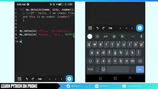 Python on Phone: 31 How to Define functions with Keyword arguments in Python #python