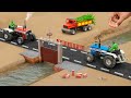 DIY Mini Truck Builds Brick &amp; Metal Railing Bridge | Fun Construction Science Project