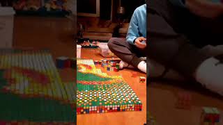 Tupac Mural 1200 Rubiks Cubes time lapse into the morning !