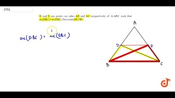 D and E are points on sides AB and AC respectively of `DeltaA B C` such that`a r\\ (D B C)\\ =\\...