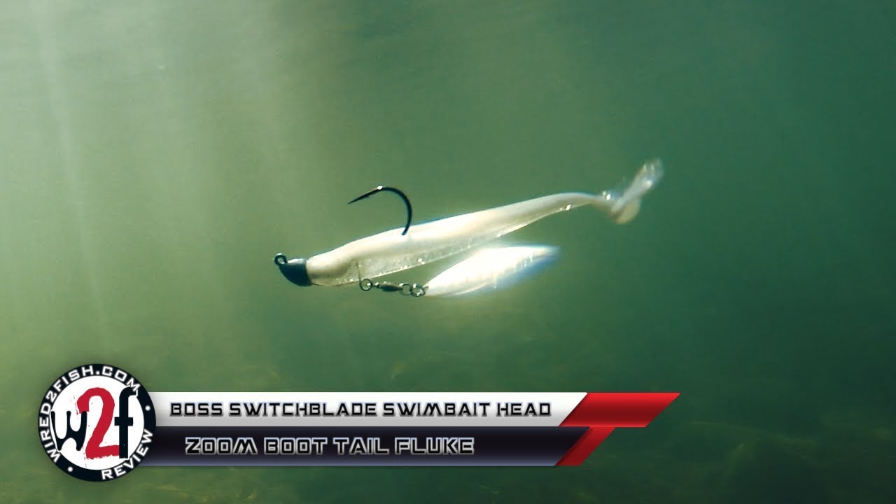 BOSS Switchblade Swimbait Head w/ Zoom Boot Tail Fluke Swimbait Underwater  Video [Tackle Review] 