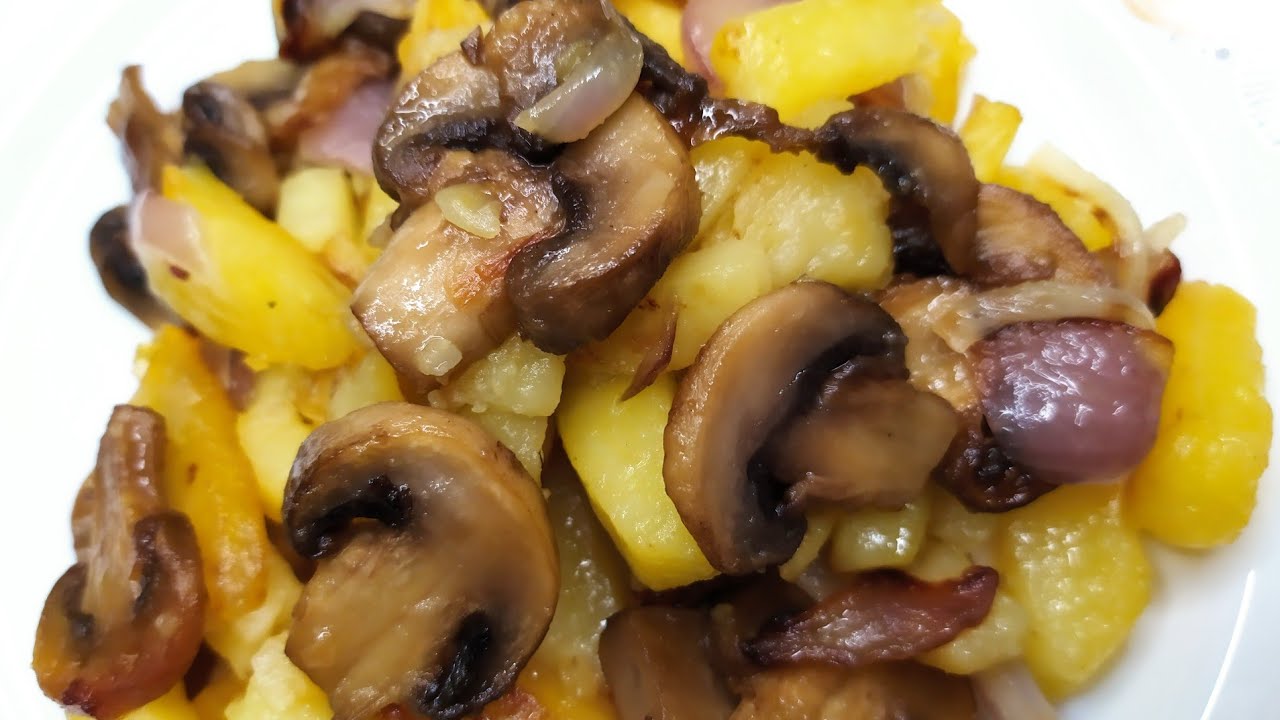 Как вкусно пожарить КАРТОШКУ С ШАМПИНЬОНАМИ? How to deliciously fry potatoes with champignons?