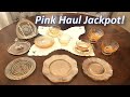 My BEST Vintage Pink Depression Glass Haul! #pinkdepressionglass