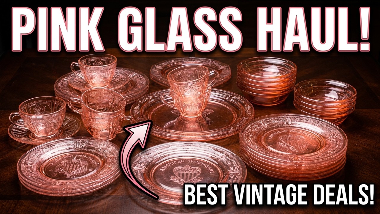 My BEST Vintage Pink Depression Glass Haul! #pinkdepressionglass