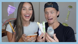 Quizzing My Husband On Female Products! *Uncomfortable  | The Herbert's