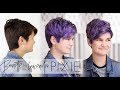 Brunette to Pastel Lavender Hair Transformation | Short Pixie Cut Haircolor Tutorial