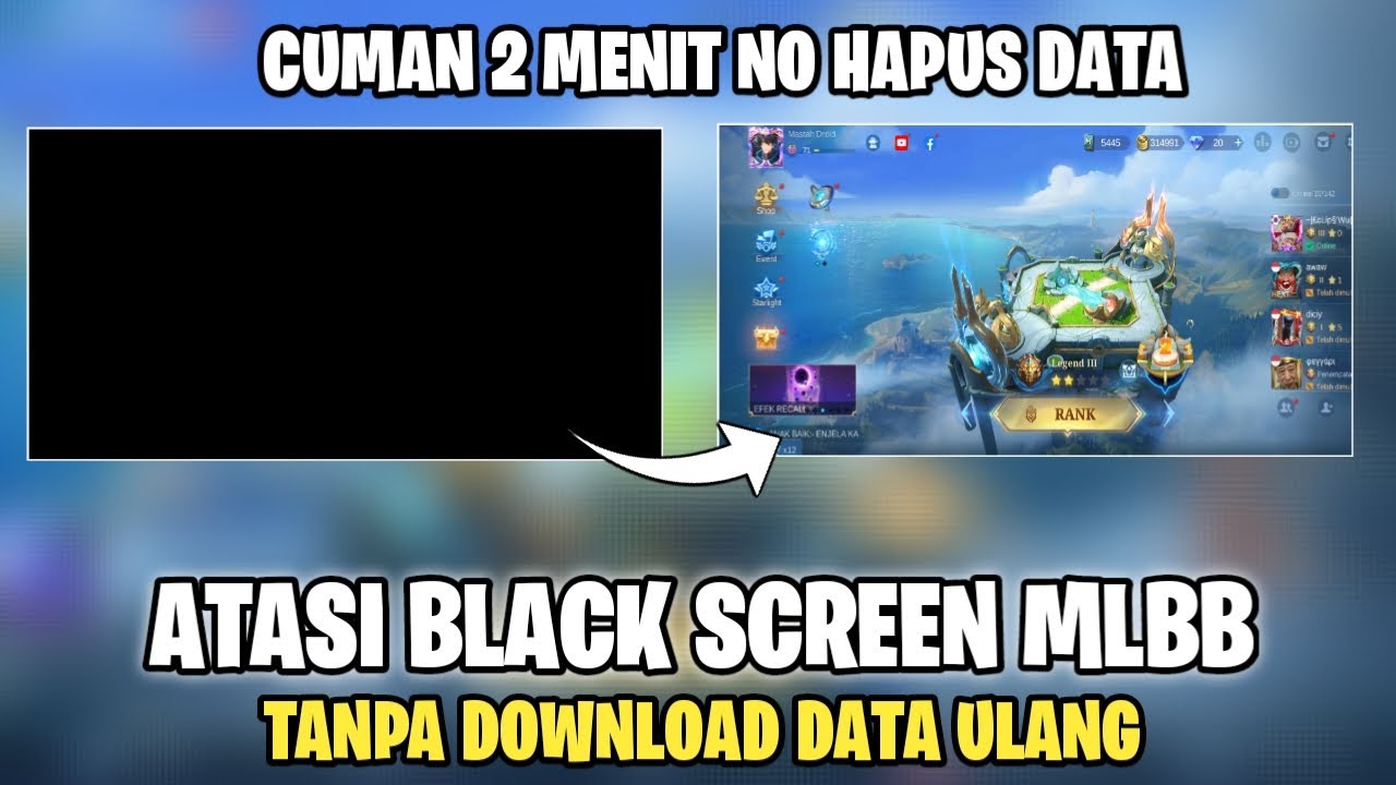 CARA ATASI LAYAR HITAM/BLACK SCREEN MOBILE LEGENDS TIDAK BISA MASUK