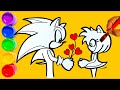 🔵🔴 Coloring and Drawing SONIC and AMY ROSE The Hedgehog (2020) sonic coloring books - Play Color