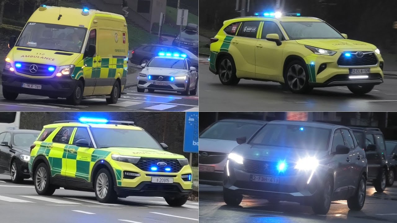 (E-Horn/Luchthoorn)Ziekenwagens, mugteams, Politie met spoed van en naar het UCL Saint-Luc!