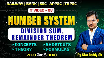Number system (division sum, remainder theorem) with all concepts, tricks & formulas | siva reddy