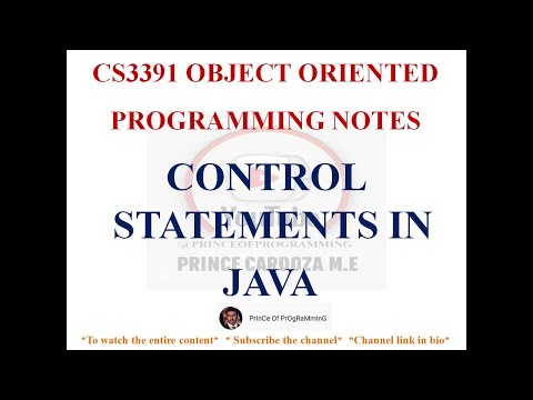 CONTROL STATEMENTS IN JAVA  NOTES | CS3391 OBJECT ORIENTED PROGRAMMING NOTES | 2021 REGULATION CSE