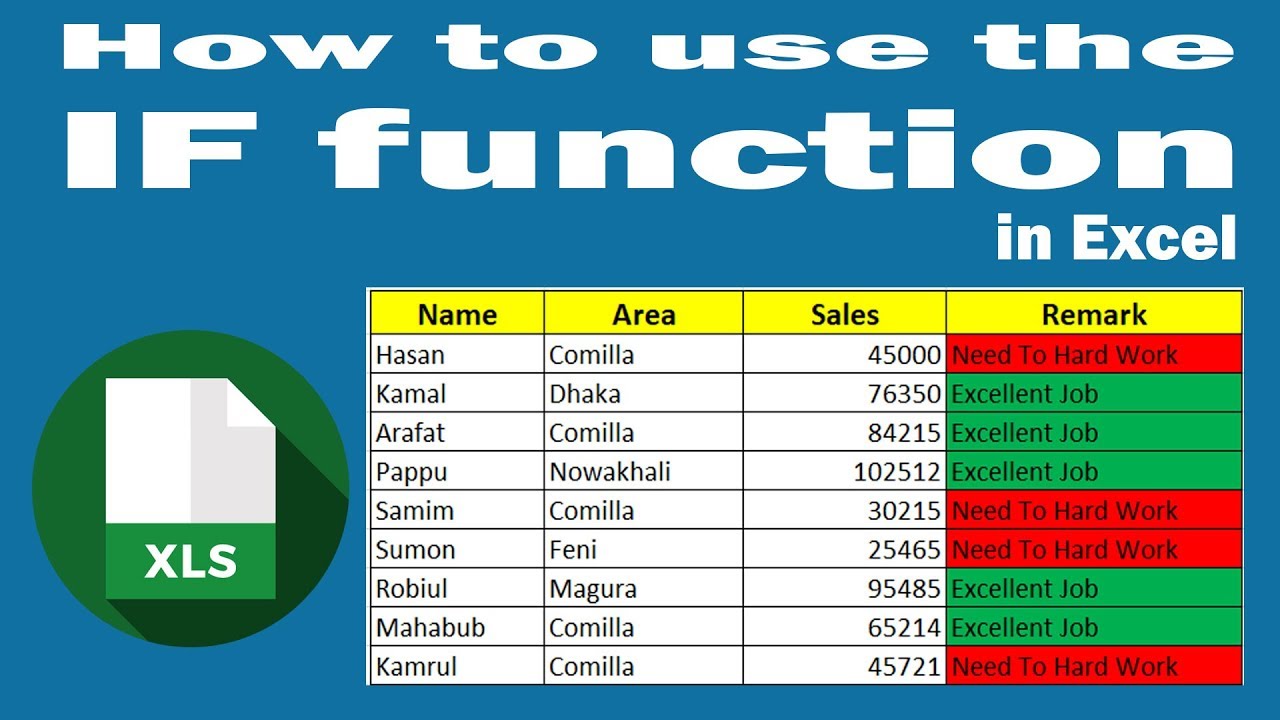 How to use the IF function in Excel | Excel IF Formula | IF function ...