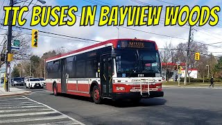 TTC Buses in Bayview Woods (March 2021)