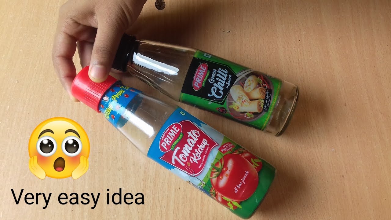 Tomato Sauce Bottle Craft Ideas DIY Glass Bottle Decoration Ideas