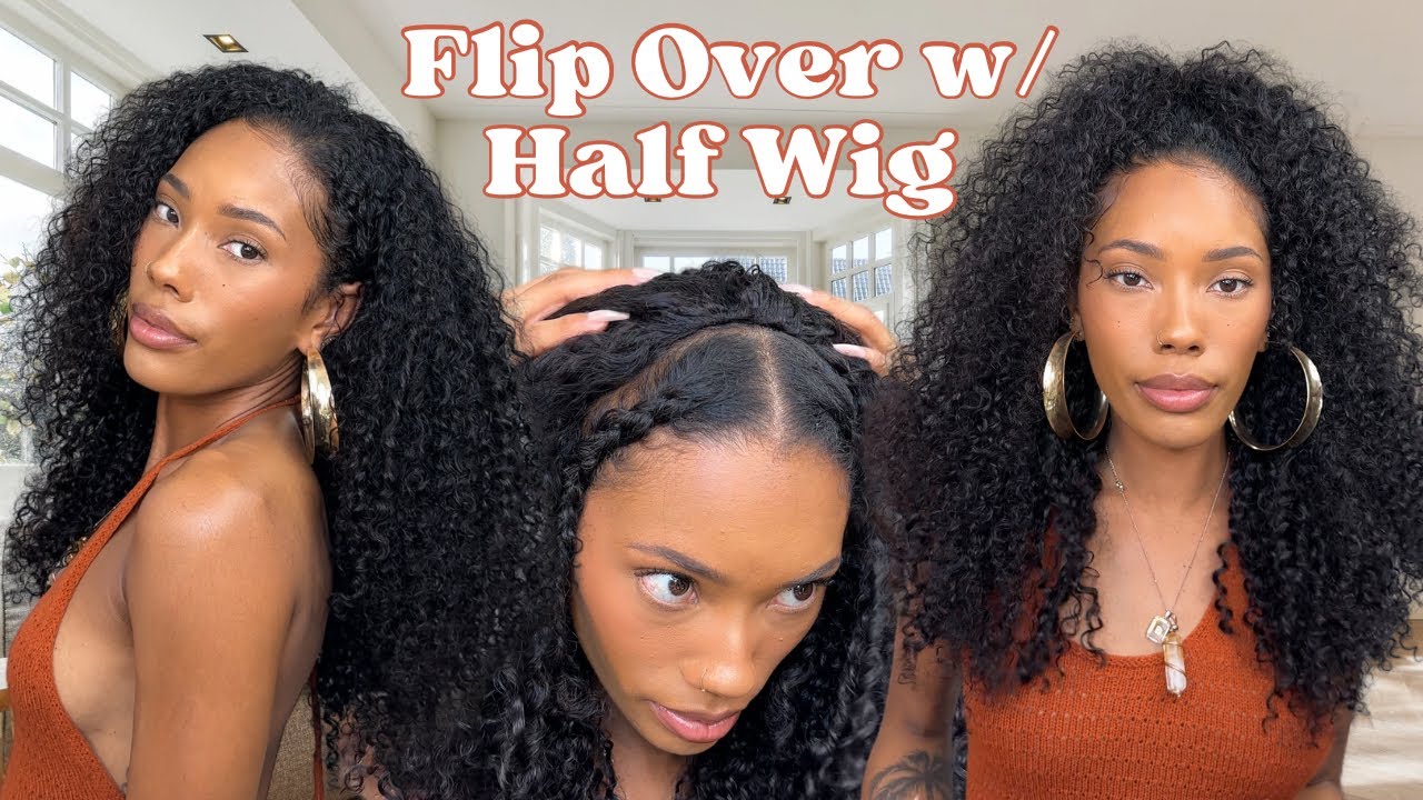 🤯 Easy AF! Flip-Over w/ Half Wig |Half Up Half Down |Protective Styling | IseeHair Upgraded Half Wig