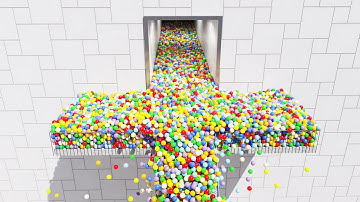 100.000 Color Balls on stairs - Blender Rigid body simulation