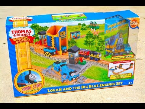 Thomas And Friends LOGAN AND THE BIG BLUE ENGINES SET - Wooden Railway Toy Train Review