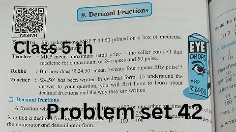 class 5 math chapter no 9 Decimal fractions problem set 42  Maharashtra board
