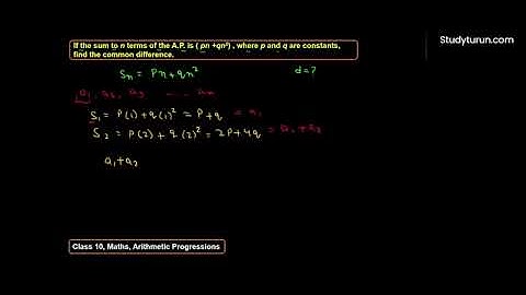 If the sum of n terms of an A.P. is (pn+qn^(2)), where p and q are constants, find the common...