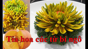 TỈA HOA CÚC ĐẠI ĐÓA TỪ BÍ NGÔ / Pruning chrysanthemums from pumpkin  @Mai Huyen Carving