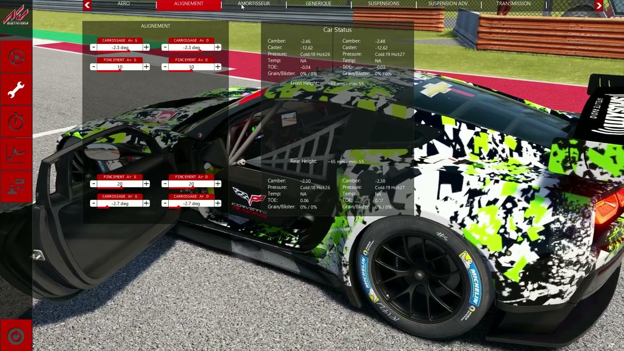 CHEVROLET CORVETTE C7R, CIRCUIT OF THE AMERICAS, SETUP, FOR 7 LAPS OF THE TRACK IN COMPETITION, AC