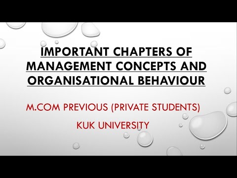 Important chapters of Management Concepts and Organisational Behaviour/#kuk/#mcom /#private
