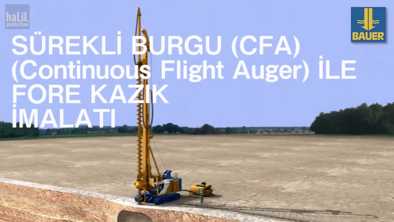 CFA YÖNTEMİ İLE FORE KAZIK (Fore Kazık Zemin İyileştirme) (Türkçe Anlatımlı) 3D Animasyon