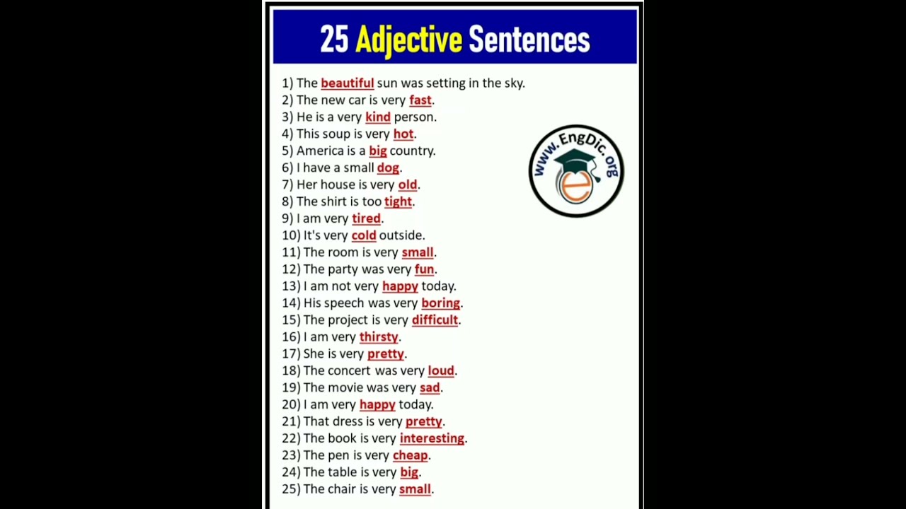 Adjective Sentences In English Shorts Short Video