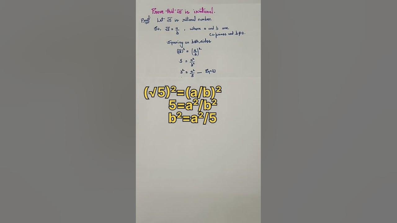 Prove that root 5 is irrational shorts youtube