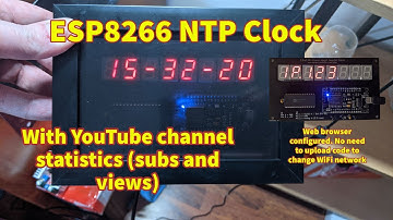 ESP8266 NTP clock with YouTube subscriber & views counter display. Configured via web interface.