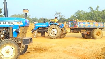 Unseen Jcb 3dx Machine Excavator Soil Loading and Unloading Sonalika DI RX 60 or 744 Tractor New Way