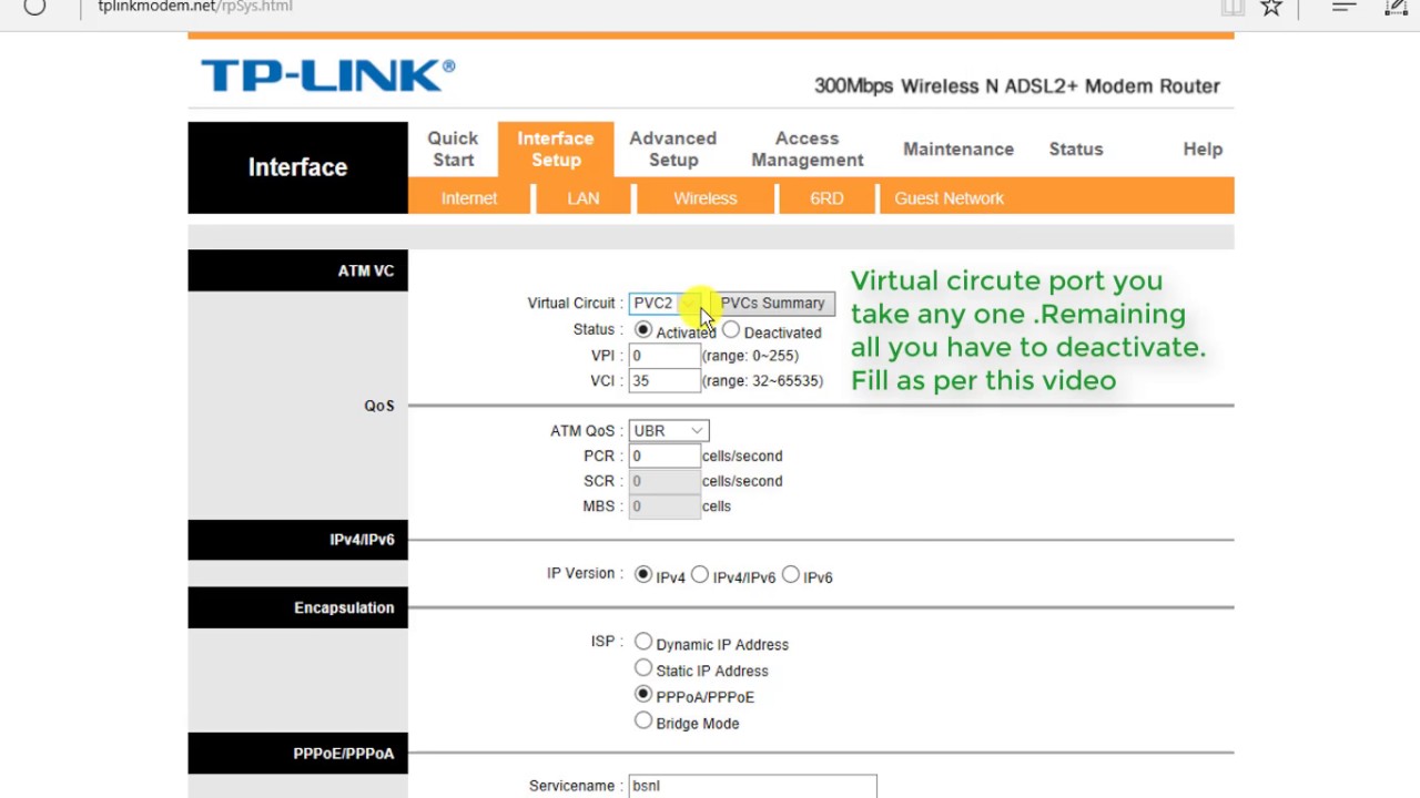Tp Link Td W8961nd 300mbps Wireless N Adsl2 Modem Router Configuration For Bsnl Broadband Youtube