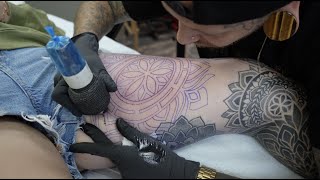 Blasted The Inside Of Taryn's Thigh!!!! She Is One Tough Chick!! Large Mandala - Chase Nolan Tattoos