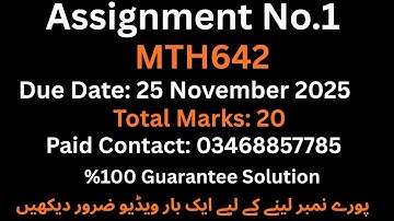 Mth642 assignment No.1 Solution 2025_ mth642 assignment no.1 solution_ %100 Correct Guarante#mth642