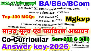 Human values and environmental studies | Mgkvp | ba bsc bcom 2nd & 3rd sem-2026 | Co-Curricular