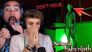 DON'T F#%KING MOVE!! THIS NEW MULTIPLAYER HORROR GAME IS TERRIFYING | School Labyrinth